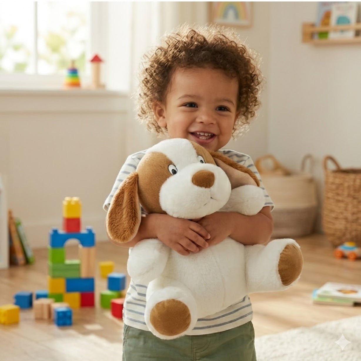 Soft Plush Puppy Dog Toy - 15 inch (Brown & White)