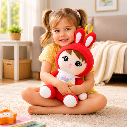 Cute Bunny Girl Plush Toy – Soft Stuffed Doll for Kids