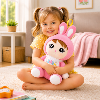 Cute Bunny Girl Plush Toy – Soft Stuffed Doll for Kids (Pink, 36CM)
