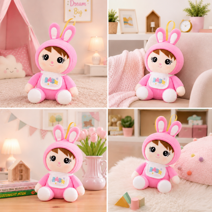 Cute Bunny Girl Plush Toy – Soft Stuffed Doll for Kids (Pink, 36CM)