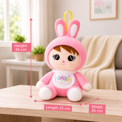 Cute Bunny Girl Plush Toy – Soft Stuffed Doll for Kids (Pink, 36CM)