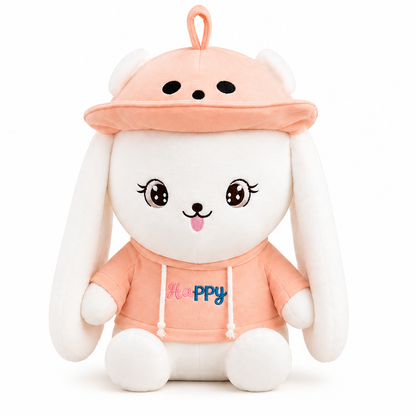 Happy Hug Bunny Plush Soft Toy, White & Orange, 43x24x24cm