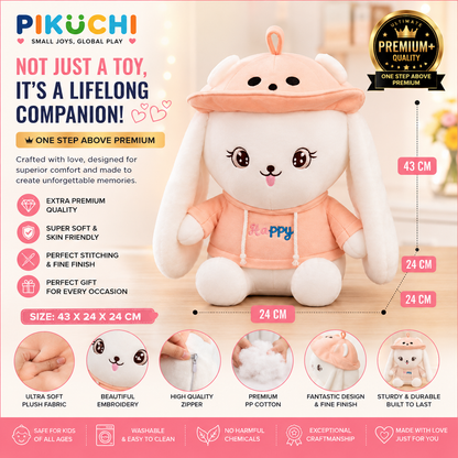 Happy Hug Bunny Plush Soft Toy, White & Orange, 43x24x24cm