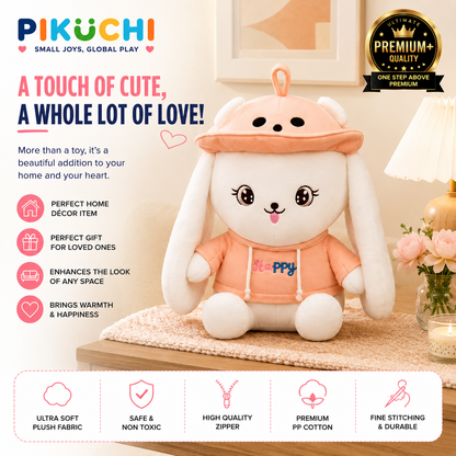 Happy Hug Bunny Plush Soft Toy, White & Orange, 43x24x24cm