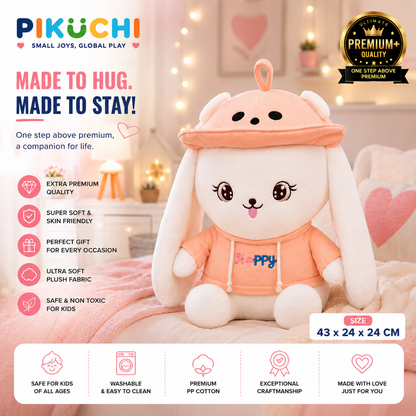 Happy Hug Bunny Plush Soft Toy, White & Orange, 43x24x24cm