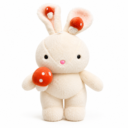 Bunny Rabbit Plush Soft Toy with Mushroom, Washable Cuddly Doll, 50cm