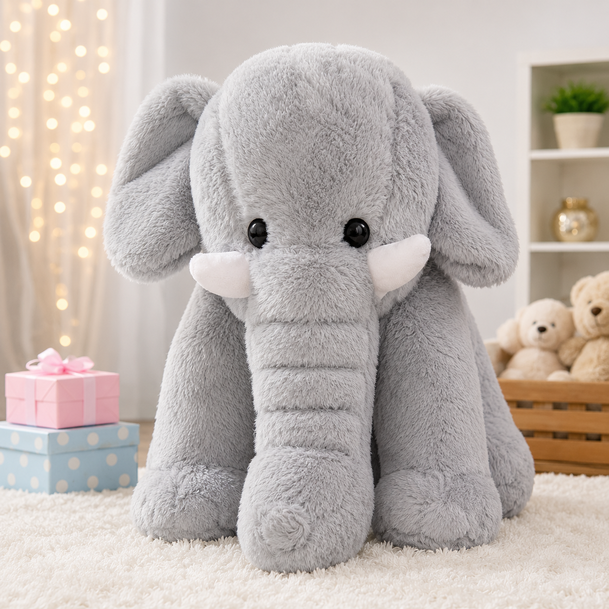 Grey Plush Elephant Soft Toy, Ultra Soft Huggable Stuffed Animal