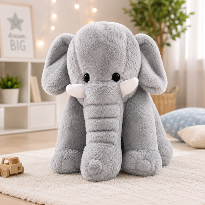 Grey Plush Elephant Soft Toy, Ultra Soft Huggable Stuffed Animal