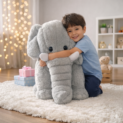 Grey Plush Elephant Soft Toy, Ultra Soft Huggable Stuffed Animal