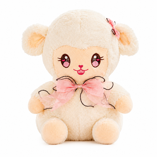 Baby Lamb Plush Soft Toy, Cream Pink, Ultra Soft Washable 40cm