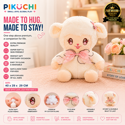 Baby Lamb Plush Soft Toy, Cream Pink, Ultra Soft Washable 40cm
