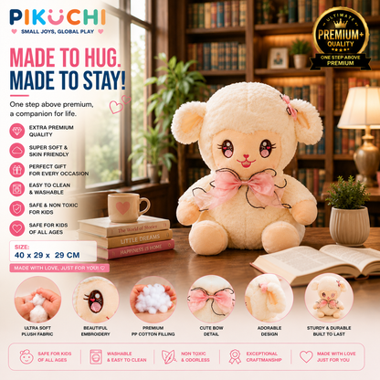 Baby Lamb Plush Soft Toy, Cream Pink, Ultra Soft Washable 40cm