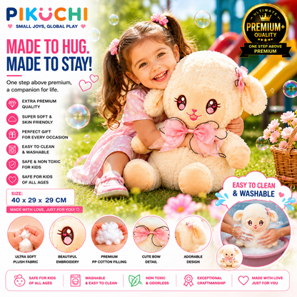Baby Lamb Plush Soft Toy, Cream Pink, Ultra Soft Washable 40cm