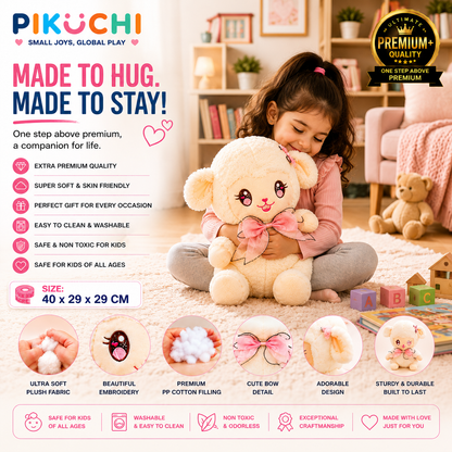 Baby Lamb Plush Soft Toy, Cream Pink, Ultra Soft Washable 40cm