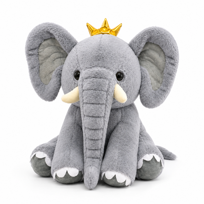 Grey Jumbo Elephant Plush Soft Toy with Bow, Washable 45cm
