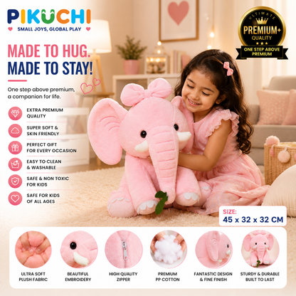 Premium Pink Elephant Plush Soft Toy for Kids & Girls, Gifting & Birthday, 45CM