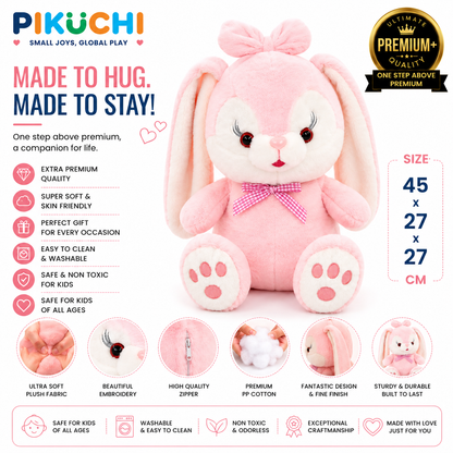 Pink Bunny Plush Soft Toy for Kids, Washable Rabbit Teddy, 45cm
