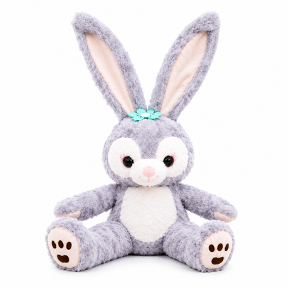 Grey Bunny Plush Soft Toy with Long Ears, Washable 55x35x25cm