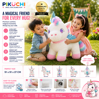 Unicorn Plush Soft Toy, White & Pink, Washable 51cm