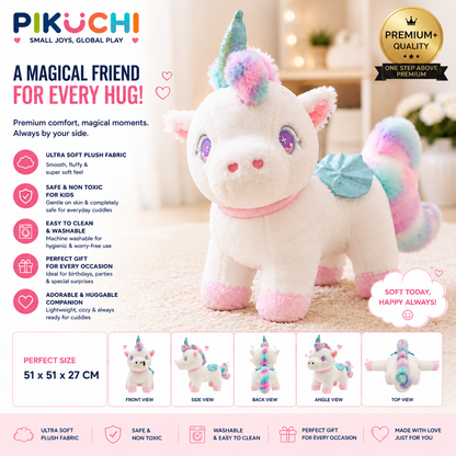Unicorn Plush Soft Toy, White & Pink, Washable 51cm