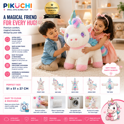Unicorn Plush Soft Toy, White & Pink, Washable 51cm