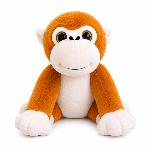 Cute Monkey Plush Soft Toy, Orange Stuffed Animal, 25cm