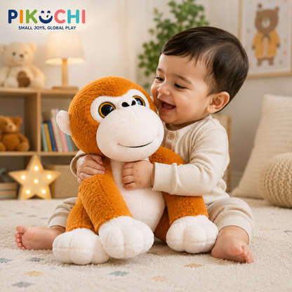 Cute Monkey Plush Soft Toy, Orange Stuffed Animal, 25cm