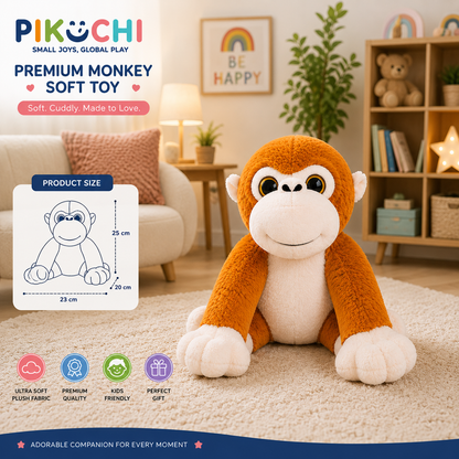 Cute Monkey Plush Soft Toy, Orange Stuffed Animal, 25cm
