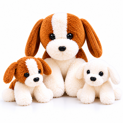 Mummy Puppy Plush Toy Set of 3, Washable Dog Family, 31x26x22cm