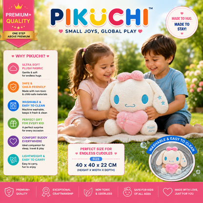 Bunny Plush Toy with Pink Heart Pillow, Ultra Soft Washable 40cm