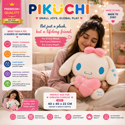 Bunny Plush Toy with Pink Heart Pillow, Ultra Soft Washable 40cm