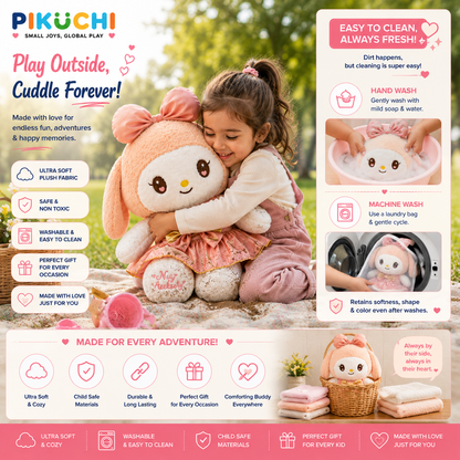 Princess Bunny Plush Soft Toy with Pink Dress & Bow, 43cm