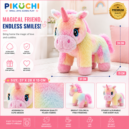 Rainbow Unicorn Plush Soft Toy, Multicolor Stuffed Animal, 37cm