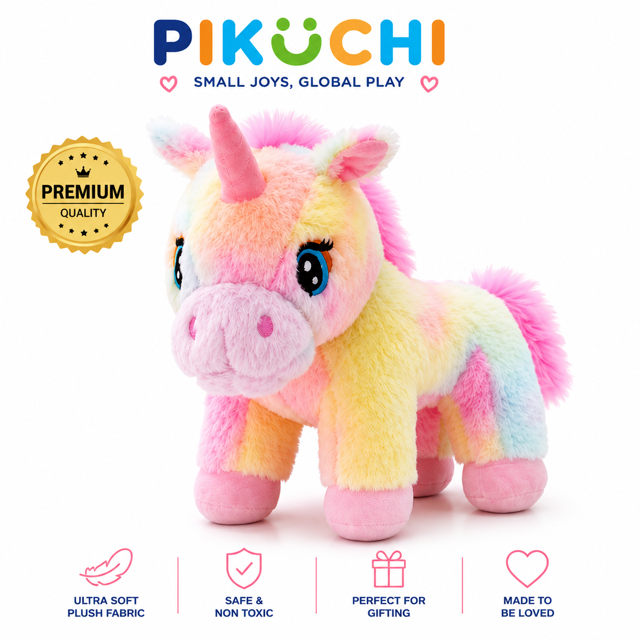Rainbow Unicorn Plush Soft Toy, Multicolor Stuffed Animal, 37cm