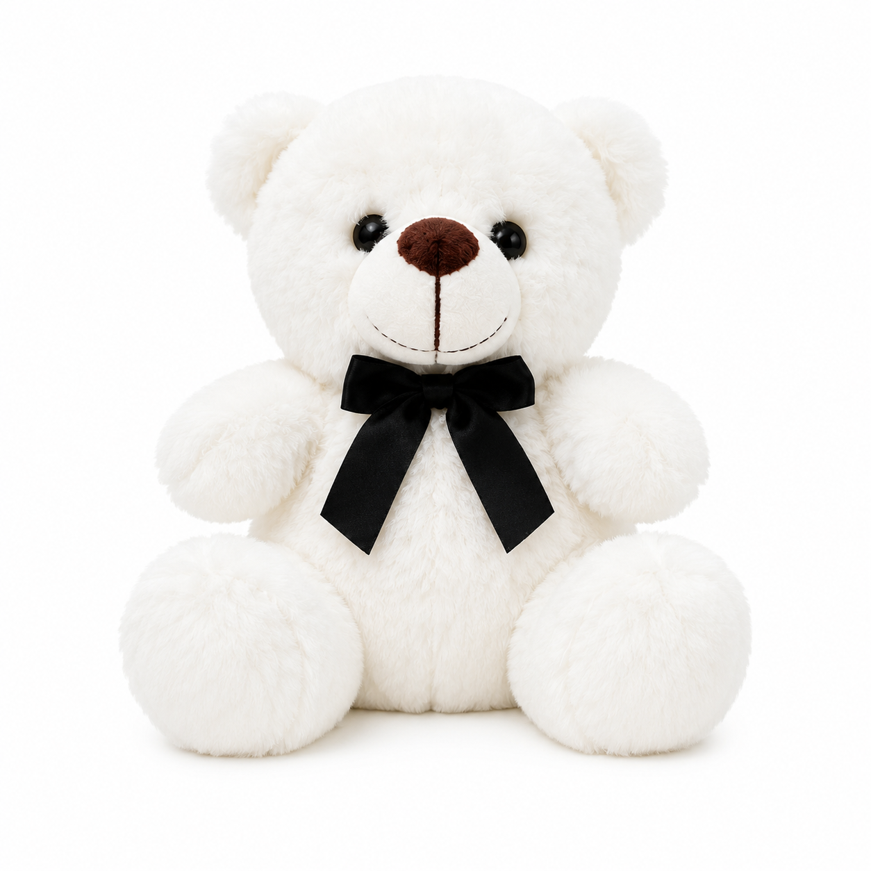 White Teddy Bear Plush Toy with Bow Tie, Washable 25cm