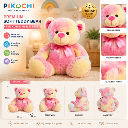 Multicolor Teddy Bear Plush Soft Toy, Ultra Soft Huggable 35cm